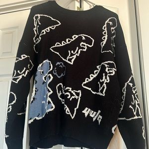 Aelfric Eden- black with blue dinosaur sweater